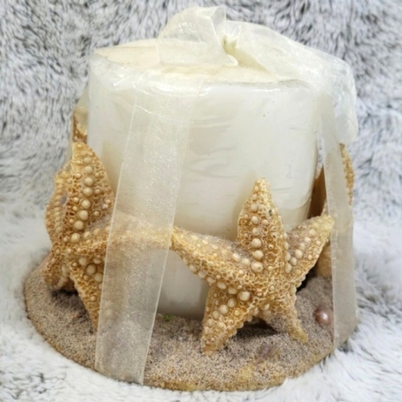 Vintage Beautiful Candleholder /5 Starfishes With Big Wight Big Candle - Picture 3 of 10